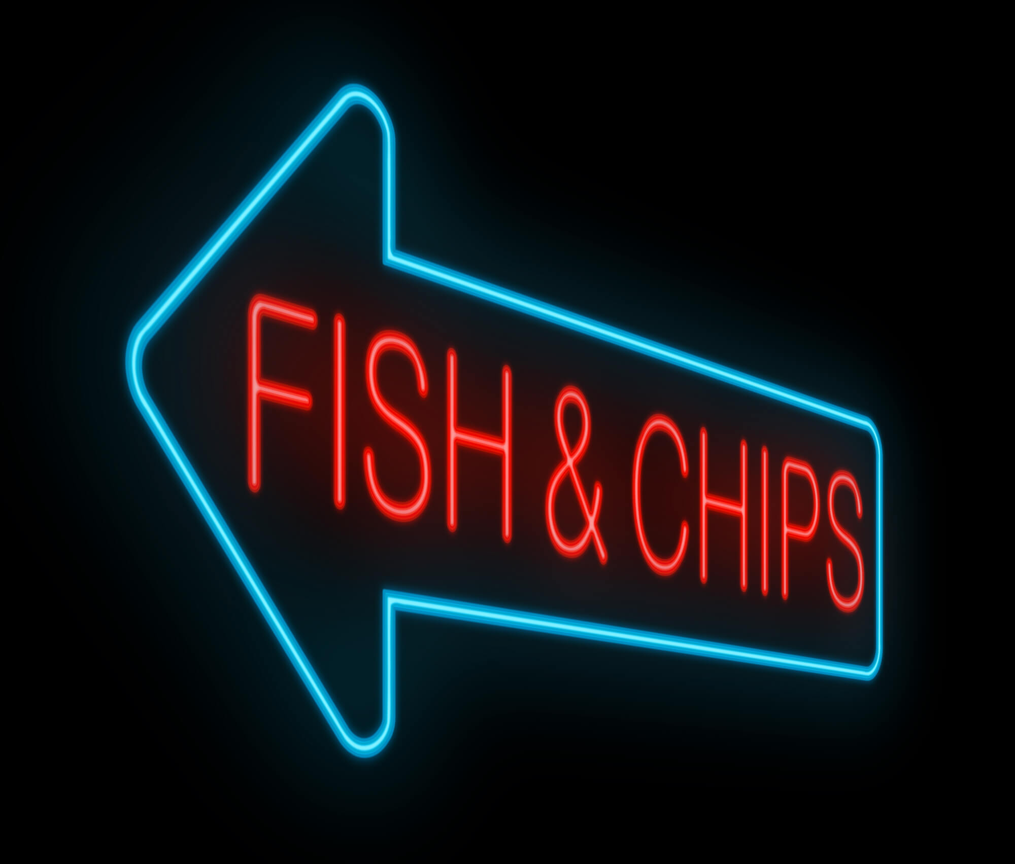 illuminated fish and chips shop sign